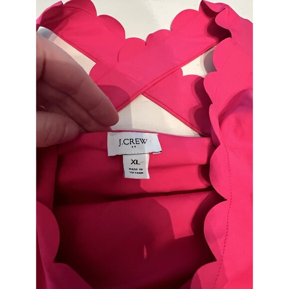 J Crew Factory Scallop Activewear Dress HOT PINK Size XL Criss Cross Back Tennis - Picture 5 of 7